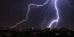lightning bolt in dark sky